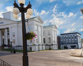 Clark County Courthouse  Winchester Kentucky without Dome Fine Art Giclee Print on Paper Canvas or Wood by Brenda Salyers by Brenda Salyers