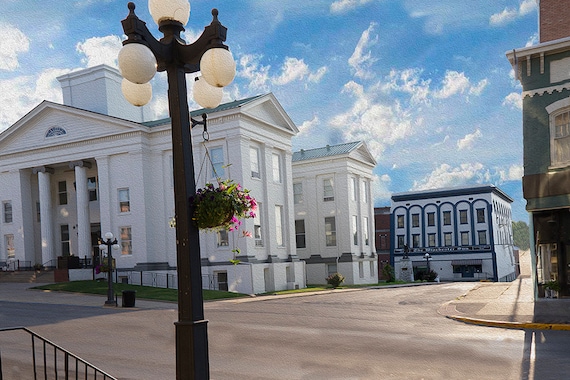 Clark County Courthouse Winchester Kentucky without Dome Fine Art Giclee Print on Paper Canvas or Wood by Brenda Salyers by Brenda Salyers