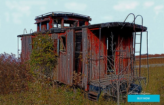 Abandoned Caboose Farmers Kentucky Giclee Print on Fine Art Paper Canvas or Wood by Brenda Salyers by Brenda Salyers