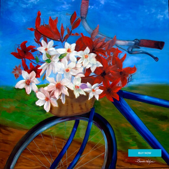 Bicycle Flower Basket Kentucky, Brenda Salyers Fine Art Giclee Print on Paper Canvas Wood by Brenda Salyers by Brenda Salyers