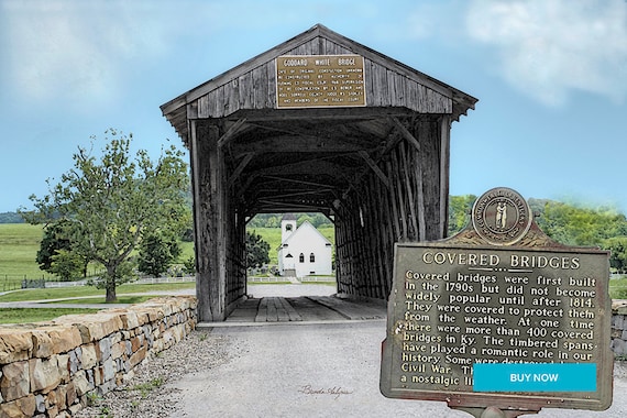 Goddard Covered Bridge Flemingsburg, Kentucky Giclee Print on Fine Art Paper Canvas or Wood by Brenda Salyers by Brenda Salyers