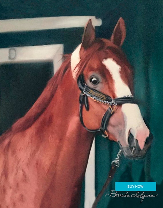 Justify, Kentucky Derby, Belmont, Preakness Winner Giclee Prints on Canvas Paper or Wood by Brenda Salyers by Brenda Salyers