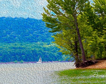 Sailboat on Cave Run Lake Morehead,Kentucky Fine Art Print on Paper Canvas or Wood by Brenda Salyers by Brenda Salyers