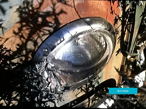 Chevy Headlight, Fine Art Giclee Print on Paper Canvas or Wood by artist Brenda Salyers by Brenda Salyers by Brenda Salyers