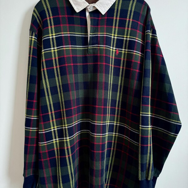 Vintage Poloshirt von Ralph Lauren mit rotem Karomuster. 100% Baumwolle.Grösse L. 1990er Jahren
