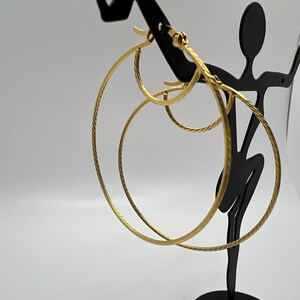 Large gold on sterling silver hoop earrings