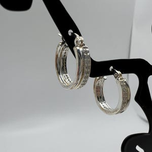 24k gold over silver double hoop earrings with CZ diamond detail