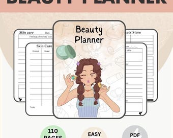 Beauty Planner / Digital Planner / Minimalist Planner / Instant Download / Self Love / Skincare / Routine / Glow-Up / Printable Journal