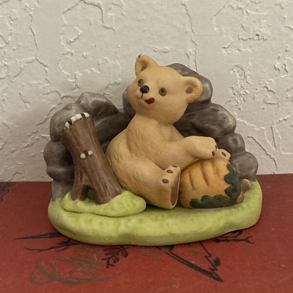 Sweet Vintage Franklin Porcelain Woodland Surprises Bear by Jacqueline B. Smith