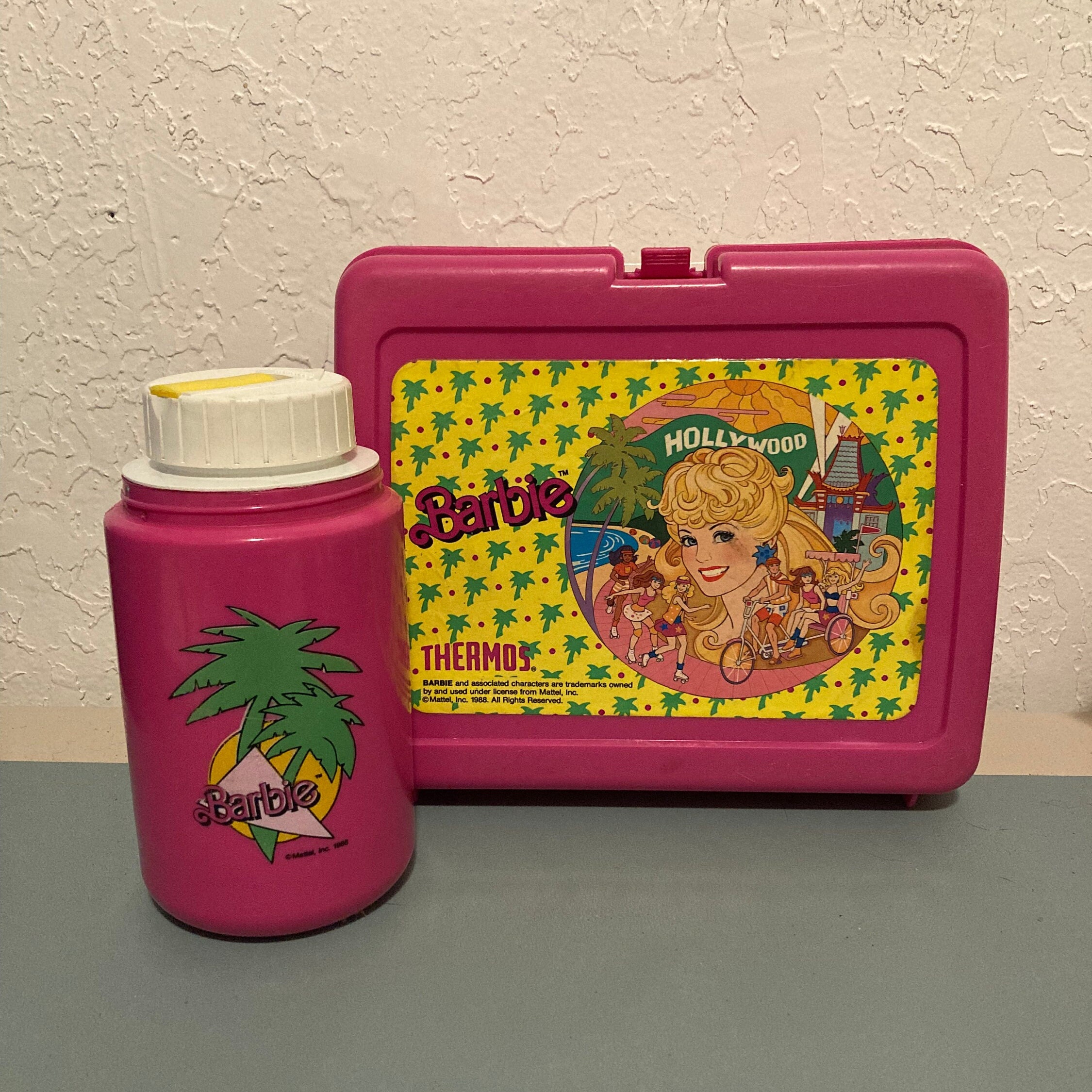 Vintage 90’s Plastic Lunch box With Thermos Barbie & My Wonderful Friend  Theresa