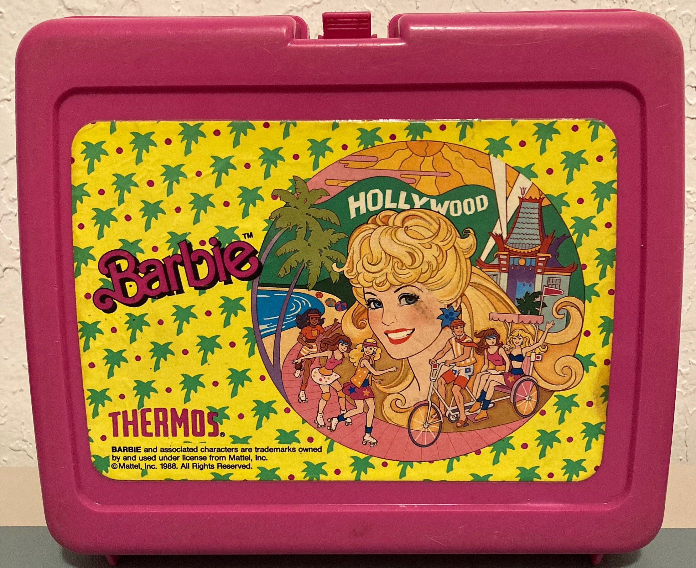 VintagePink/Purple Igloo Cool Kase Hard Lunch Box w/ 2013 Barbie Thermos