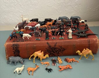 Large Lot of Miniature Marx Animals and People-Noah's Ark Set No Ark