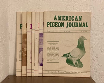 Set of 7 Vintage 1959-60 American Pigeon Journal Magazines-Jan/Feb/March/April/May/July/Oct