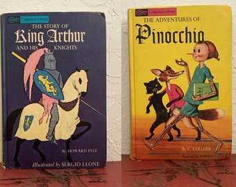 Vintage 1960s Companion Library 2-in-1 Story Book-Pinocchio/King Arthur