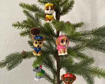 Repurposed Paw Patrol Tiny Boo Christmas Ornaments-Chase/Marshall/Sky/Rumble/Zuma/Rocky