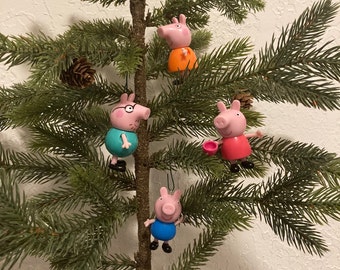 Set of 4 Repurposed Peppa Pig Christmas Ornaments