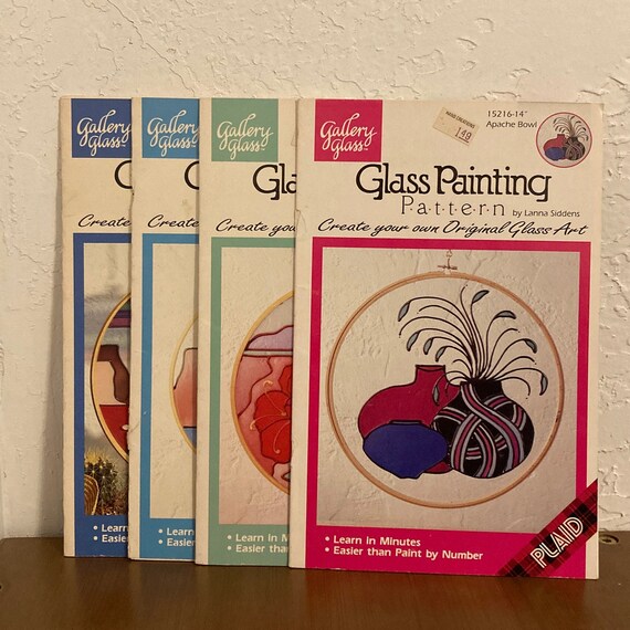 Lot of 4 Vintage Glass Painting Patterns