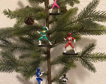 Set of 5 Repurposed Power Rangers Christmas Ornaments