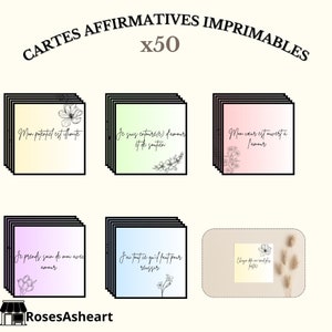 Cartes Affirmatives Imprimable/5 Lot de 10 Cartes Affirmatives Imprimables/Affirmations Positives, Motivantes/Fichier PDFA4 Prêt à Imprimer