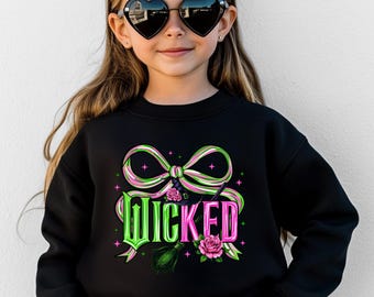 Wicked Kids Sweatshirt, Wicked Inspired Bow Outfit, Gift for Girls