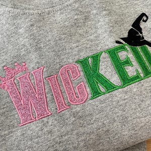 Kids Wicked Glitter Hoodie, Youth Crewneck Sweatshirt, Glinda Defying Gravity Shirt, Broadway Musical Embroidered Hoodie for Girls image 10