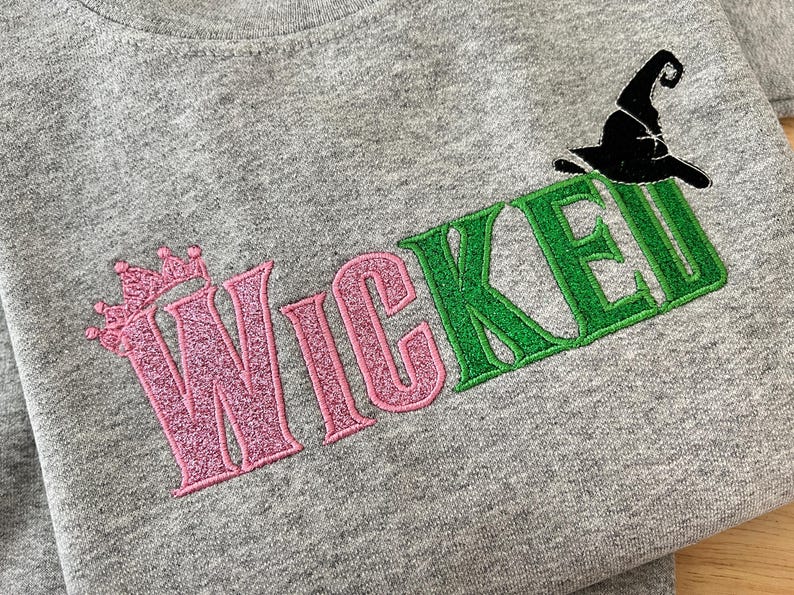 Kids Wicked Glitter Hoodie, Youth Crewneck Sweatshirt, Glinda Defying Gravity Shirt, Broadway Musical Embroidered Hoodie for Girls image 10