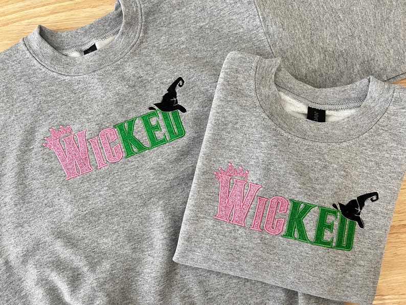 Kids Wicked Glitter Hoodie, Youth Crewneck Sweatshirt, Glinda Defying Gravity Shirt, Broadway Musical Embroidered Hoodie for Girls image 11