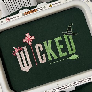Kids Wicked Embroidered Sweatshirt, Youth Wicked Sweatshirt, Broomstick Magic Wand, Glinda Wizard of Oz Crewneck, Girl Wicked Sweatshirt image 7