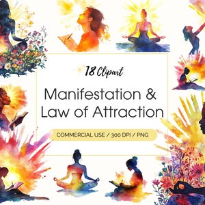 Manifestation loi de l&#39;attraction clipart, Vision Board, PNG positif, manifeste, journalisation, téléchargement numérique, usage commercial