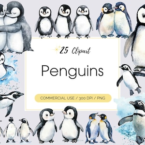 Imágenes prediseñadas de pingüino, silueta de pingüino PNG, archivos de corte de pingüino, imágenes prediseñadas de animales, diario basura, descarga instantánea, uso comercial