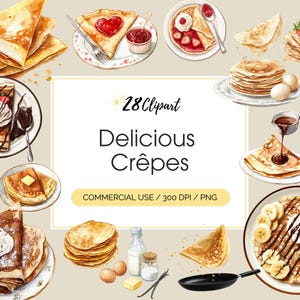 Clipart crêpes petit déjeuner nourriture crêpes Clipart, illustration de crêpe, téléchargement numérique, usage Commercial
