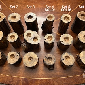 Candelabros rústicos de madera / Juego de 3 / Candelabros de madera hechos a mano