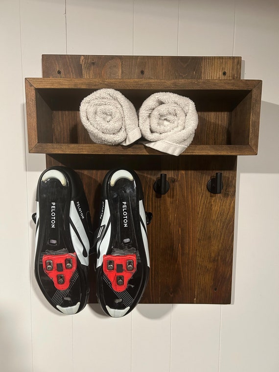 Exercise Bike Shoe Organizer and Towel Shelf