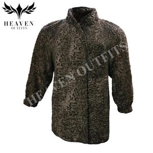 Handmade Brown Persian Lamb Fur Coat: Unisex Karakul Winter Coat
