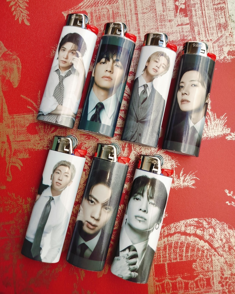 Custom Kpop BTS Inspired Bic Lighter, Laminated | Fan Made Collectible Gift Complete Set