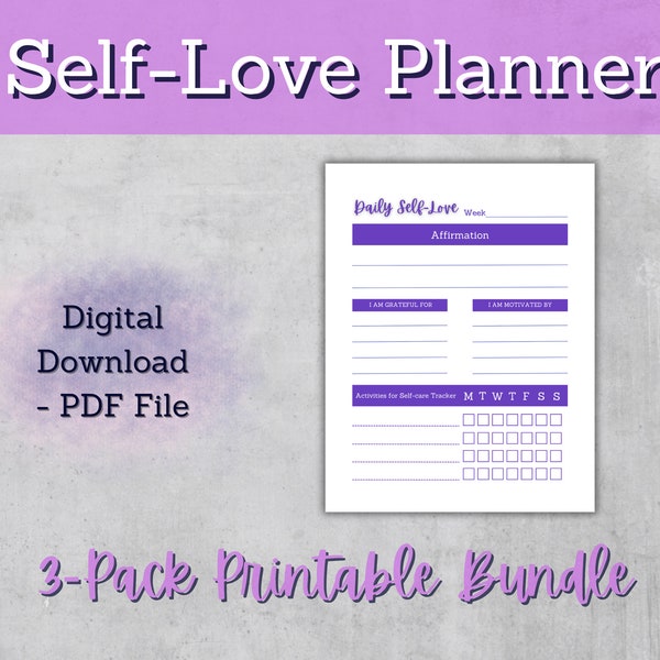 Self Love Planner, Self-Care Planner, Daily Planner, General planner, Organization, Self healing, ADHD daily planner, self-love checklist