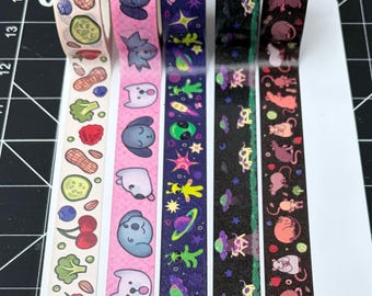 Decorative Washi Tape | Fruits & Snacks | Puppy Dog | Aliens in Space | Cow Abduction | Fancy Rats