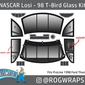 PROLINE Ford Thunderbird Window Glass Grill Decal Sticker Kit for NASCAR 1/12 LOSI rc car wrap T-bird