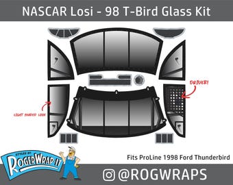 PROLINE Ford Thunderbird Window Glass Grill Decal Sticker Kit for NASCAR 1/12 LOSI rc car wrap T-bird