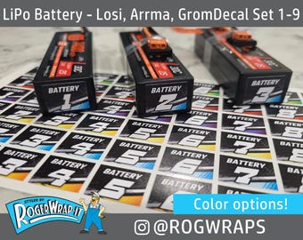 LiPo Battery Pack decal for Arrma Grom NASCAR Losi 1400 Spektrum batt pack labels stickers