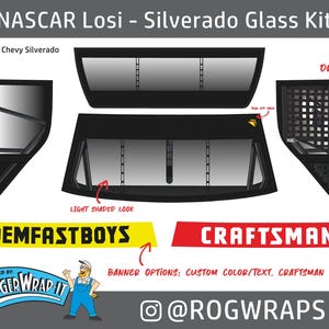 PROLINE Chevrolet Silverado Decal Sticker Window Glass Kit for NASCAR 1/12 LOSI rc car wrap