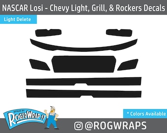 NASCAR Losi 1/12 - BLACKOUT or Custom Color Light & Grill Kit - RC Car Stockcar Graphics Decals Wraps - All Bodies