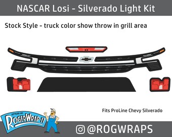 NASCAR Losi 1/12 - PROLINE - Replacement Lights Grill Decal Sticker Kit - Chevy Silverado  - Chevrolet Truck Nastruck