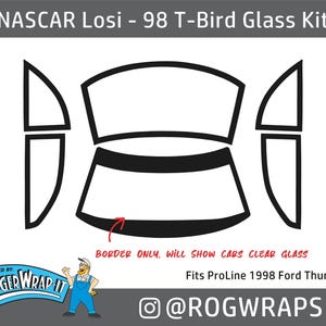 PROLINE Ford Thunderbird Window Glass Grill Decal Sticker Kit for NASCAR 1/12 LOSI rc car wrap T-bird T bird
