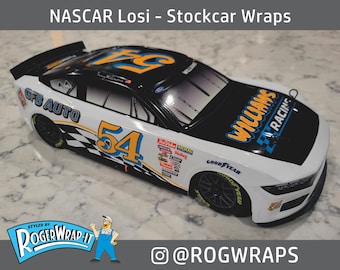 Wrap for NASCAR Losi Body - Ford Mustang - LOS-1918 - Sticker graphics decal wrap kit 1/12 scale - Custom Made to order designs