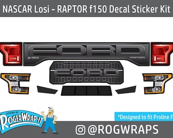 NASCAR Losi 1/12 - FORD RAPTOR - Lights Grill Decal Sticker Kit - fits Proline F150
