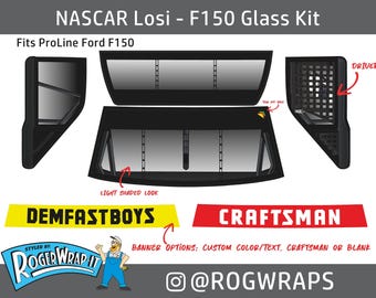 PROLINE Ford F150 Decal Sticker Window Glass Kit for NASCAR 1/12 LOSI rc car wrap