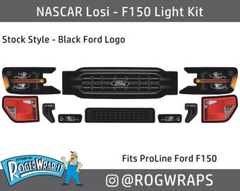 NASCAR Losi 1/12 - PROLINE - Replacement Lights Grill Decal Sticker Kit - FORD F150 Truck Nastruck