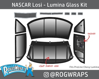 PROLINE Chevy Lumina Window Glass Grill Decal Sticker Kit for NASCAR 1/12 LOSI rc car wrap Chevrolet