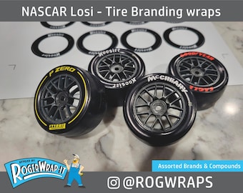 NASCAR Losi 1/12 - Tire Branding Wraps - Goodyear  Hoosier Pirelli McCreary American Racer Firestone Michelin Hankook Dunlop Maxxis Nitto